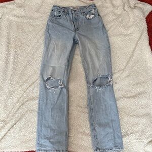 Abercrombie & Fitch Distressed Light Blue Straight Jeans